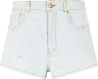 Roberto Cavalli Lichtblauwe denim shorts met distressed details - Dames - Denim shorts - Blauw - M - Denim - Korte Broeken
