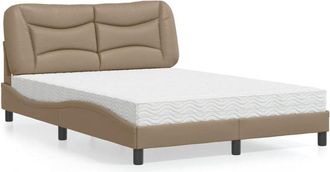vidaXL Vidaxl - Cama Con Colch&oacute;n Cuero Sint&eacute;tico Capuchino 120x200 Cm