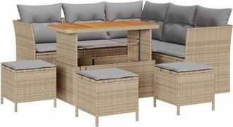 vidaXL Vidaxl - Conjunto De Sof&aacute; De Jard&iacute;n Con Coj&iacute;n 9 Pcs Beige Y Gris Claro