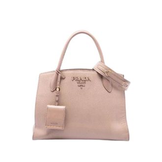 Prada Pre-owned Vintage Saffiano Satchel - Dames - Pre-owned - Beige - Maat: ONE Size Leer