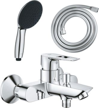 GROHE Pack Mezclador Mec&aacute;nico De Ba&ntilde;o Y Ducha Grohe Start Loop Cromado + Teleducha Vitalio Start 110 De 2 Chorros Y Flexo