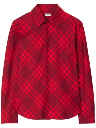 Burberry Geruite blouse - Rood