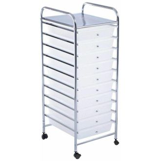 Costway Carrello a Rulli, Contenitore Multiuso con Ruote, con 10 Cassetti Impilabili per Cucina e Ufficio, Scelta a Colore (Trasparente)