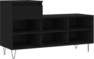 vidaXL Vidaxl - Mueble Zapatero Madera Contrachapada Negro 102x36x60 Cm