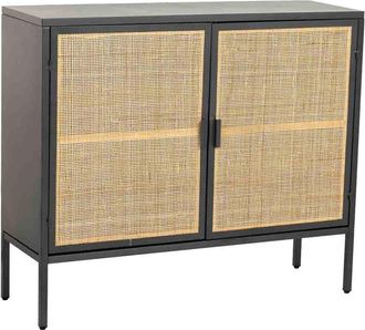 Wanderlust Deco Aparador De Metal Y Madera 2 Puertas, Negro100x32x85h Cm