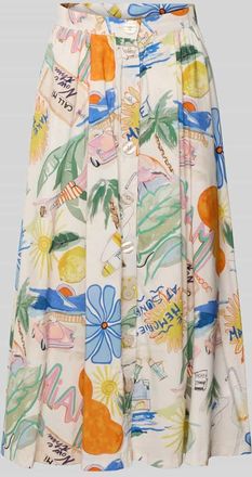 Smith & Soul Midirock aus Viskose-Baumwoll-Mix mit Knopfleiste in Weiss, Größe XXL