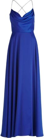 Vera Mont Recht Gesneden Satijnen Avondjurk - Dames - Avondkleed - Blauw - M - Satijn - Kleedjes