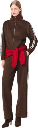 Maje Sweatshirt with straight stripes in Dark Brown at Nordstrom, Size X-Large