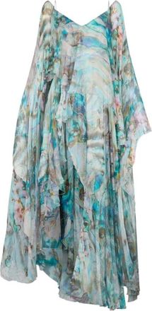 Roberto Cavalli Zeemeermin Print Avondjurk - Dames - Maxi kleedjes - Blauw - M - Kleedjes