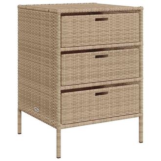 Berkfield Home Garden Storage Cabinet Beige 55x59x80 cm Poly Rattan | Size: 55 x 59 x 80 cm