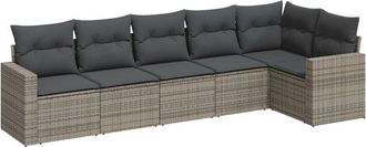 vidaXL Vidaxl - Set De Muebles De Jard&iacute;n 6 Pzas Y Cojines Rat&aacute;n Sint&eacute;tico Gris