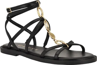 Guess Grunge Strappy Sandal in Black 001 at Nordstrom, Size 8.5