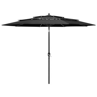 Berkfield Home 3-Tier Parasol with Aluminium Pole Anthracite 3 m in Black