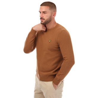Lyle & Scott Mens And Crew Neck Lambswool Blend Jumper in Gold - Size Small