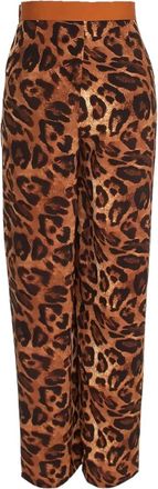 Mystique Broek met luipaardprint en split - Bruin