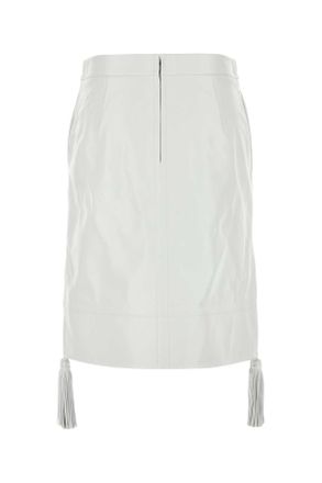 Bottega Veneta Womens White Leather Skirt Chalk Exterior: Lamb Gonne