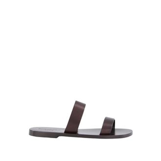 Saint Laurent Sliders, male, Brown, 7 UK, Dark Brown Leather Slide Sandals