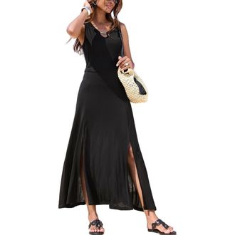 Lascana Womens Keyhole Detail Maxi Dress in Black at Nordstrom, Size 14