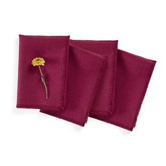Solino Home Linen Dinner Napkins Set of 4, 20 x 20 Inch for Dining Table, Holiday and Everyday Table Decor - Fringe in Beet at Nordstrom, Size Large