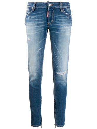 Dsquared2 distressed skinny jeans - women - Cotton/Cotton/Polyester/Spandex/Elastane - 40 - Blue