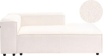 Beliani Chaise Longue Moderna Izquierda Patas Negras Tapicer&iacute;a De Boucl&eacute; Blanco Crema Ardal