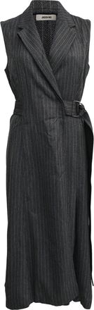 Jason Wu Pinstripe Suiting Wrap Midi Dress in Grey Viscose
