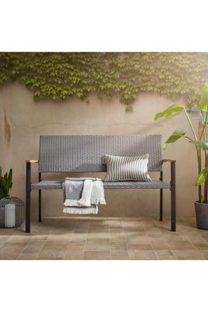 ambia GARDEN Gartenbank, Grau, Akaziefarben, Holz, Metall, Kunststoff, Akazie, massiv, 138x89x60 cm, Holzmöbel, Sitzgelegenheiten Holz