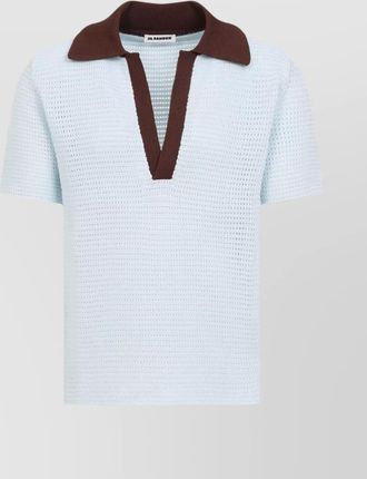Jil Sander short sleeves knit polo with pointed collar