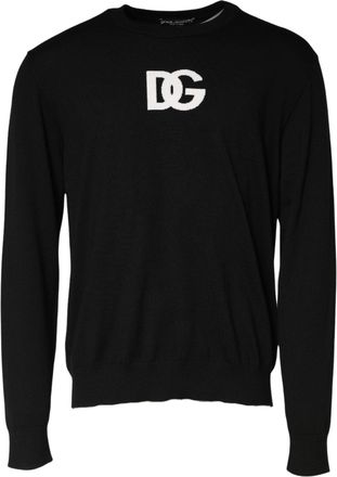 Dolce & Gabbana Logo-Embroidered Wool Sweater - Black