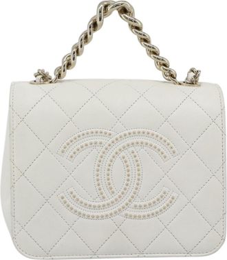 Chanel Beauty Begins Flap Quilted Lambskin White Leather Handbag (Pre-Owned)