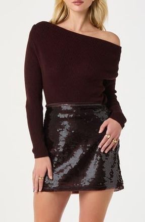 ASTR the Label One-Shoulder Rib Sweater in Brown at Nordstrom Rack, Size X-Large