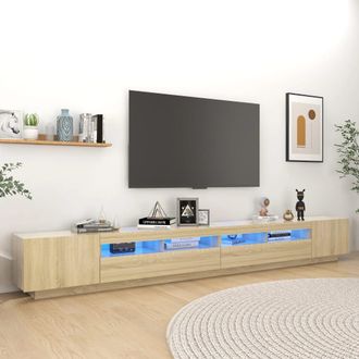 vidaXL Vidaxl - Armario Tv Con Luces Led Color Roble Sonoma 300x35x40 Cm