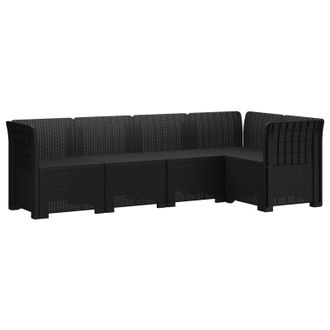vidaXL Divano Da Giardino 5 Posti Stile Rattan Pp Antracite Vidaxl
