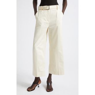 Proenza Schouler Nila Belted Cotton Drill Crop Straight Leg Pants in Marzipan at Nordstrom, Size 4