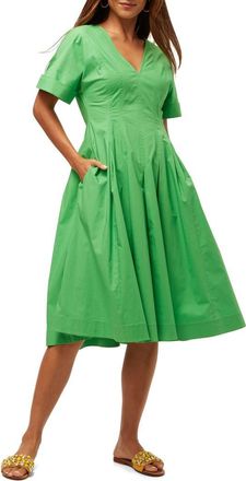Trina Turk A line Poplin Midi Ashe Dress in Grass Court Green at Nordstrom, Size 10