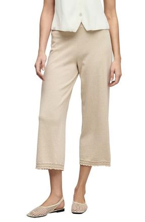 Barefoot Dreams Pointelle Hem Cotton Crop Pants in Heather Stone at Nordstrom, Size X-Small