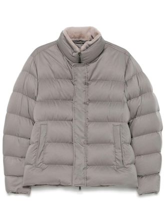 Herno quilted bomber jacket - men - Polyurethane/Polyamide/Polyester/Polyester/Goose Down/Goose Feather - 52 - Grey