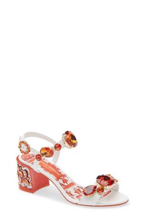 Dolce & Gabbana Keira Majolica Jeweled Sandal in Ih3Tn Maiolica 6 Orange at Nordstrom, Size 10.5Us