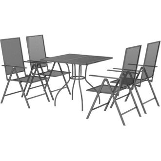 vidaXL Juego De Comedor De Jard&iacute;n 5 Piezas Acero Gris Antracita Vidaxl