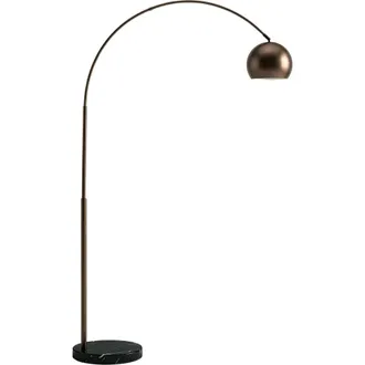 Brightech Olivia 75 Adjustable LED Floor Lamp with Metal Bowl Shade and Marble Base, Bulb Included in Bronze With Gold Shade at Nordstrom