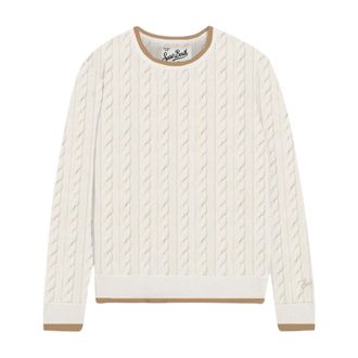 MC2 Saint Barth Truien & Vesten, Dames, Beige, L, Wol, Laroche Kabeltrui