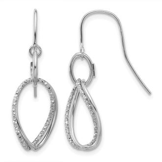 Diamond2Deal 10K White Gold Shepherd Hook Drop Danlge Earrings