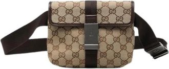 Gucci Pre-owned Canvas Belt Bag - unisex - Vintage Heuptassen - Beige - ONE Size - Leer - Vintage