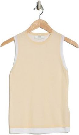 Vince Double Layer Cotton Blend Tank in White Sand/Optic White Combo at Nordstrom Rack, Size Xx-Small