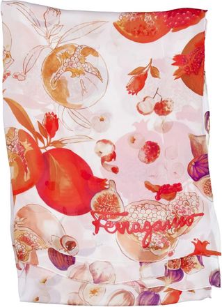 Ferragamo Pomegranate and Fig Print Silk Scarf