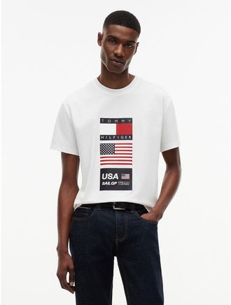 Tommy Hilfiger Mens Tommy x US SailGP Team Flag T-Shirt - Ecru - XS