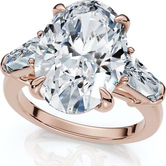 Pompeii3 Certified 4 1/3Ct Oval & Baguette Diamond Engagement Ring 14k Gold/Pt Lab Grown