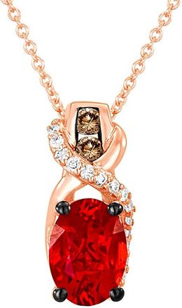 Le Vian 14K Rose Gold 0.75 Ct. Tw. Chocolate & White Diamond & Fire Opal Necklace