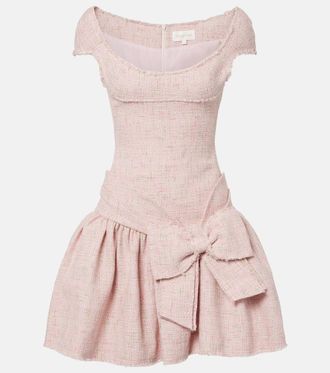 Shushu/Tong Bow-detail distressed tweed minidress