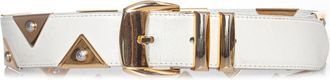 Versace Pre-owned Womens Gianni belt with gold triangle applications - White Leather - One Size